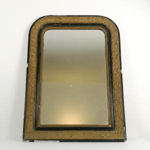 Miroir ancien noir et doré