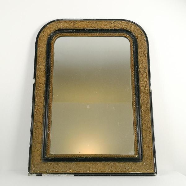 Miroir ancien noir et doré