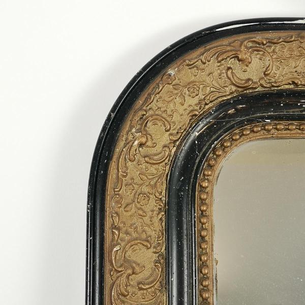 Miroir ancien noir et doré – Image 2