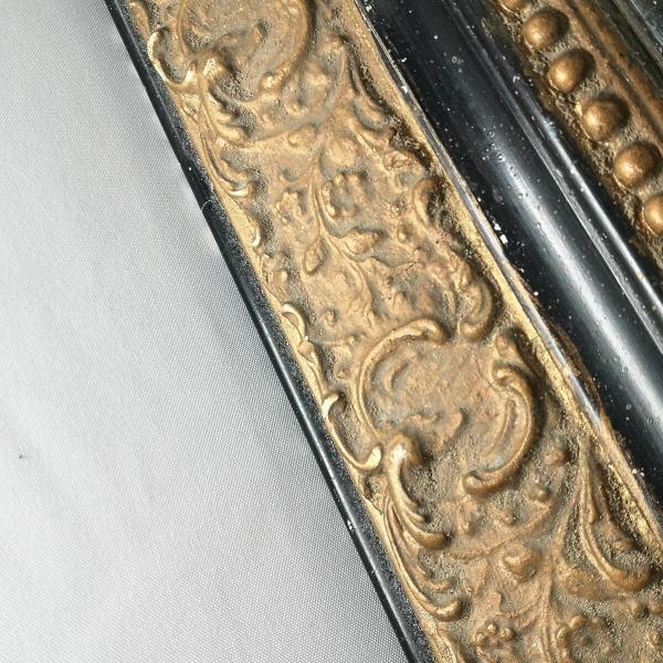 Miroir ancien noir et doré – Image 3