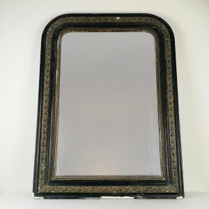 Miroir ancien noir et doré