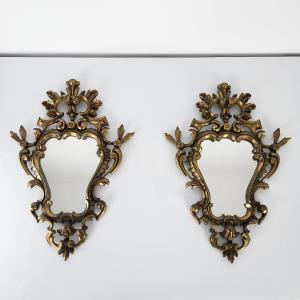 Paire de miroirs en bronze doré
